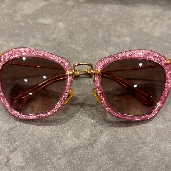Miu Miu Glitter Sunglasses Pink Glitter - Picture 2 of 9